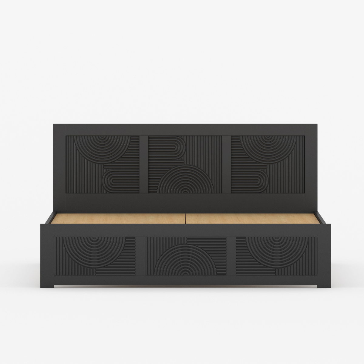 Renova Geometric Solid Wood Bed with Headboard