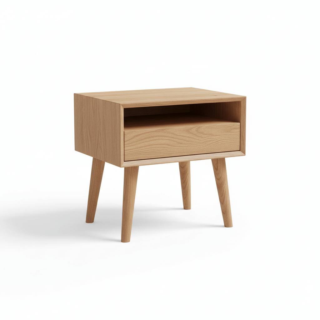 Brannor Modern Open Shelf Side Table with a Drawer