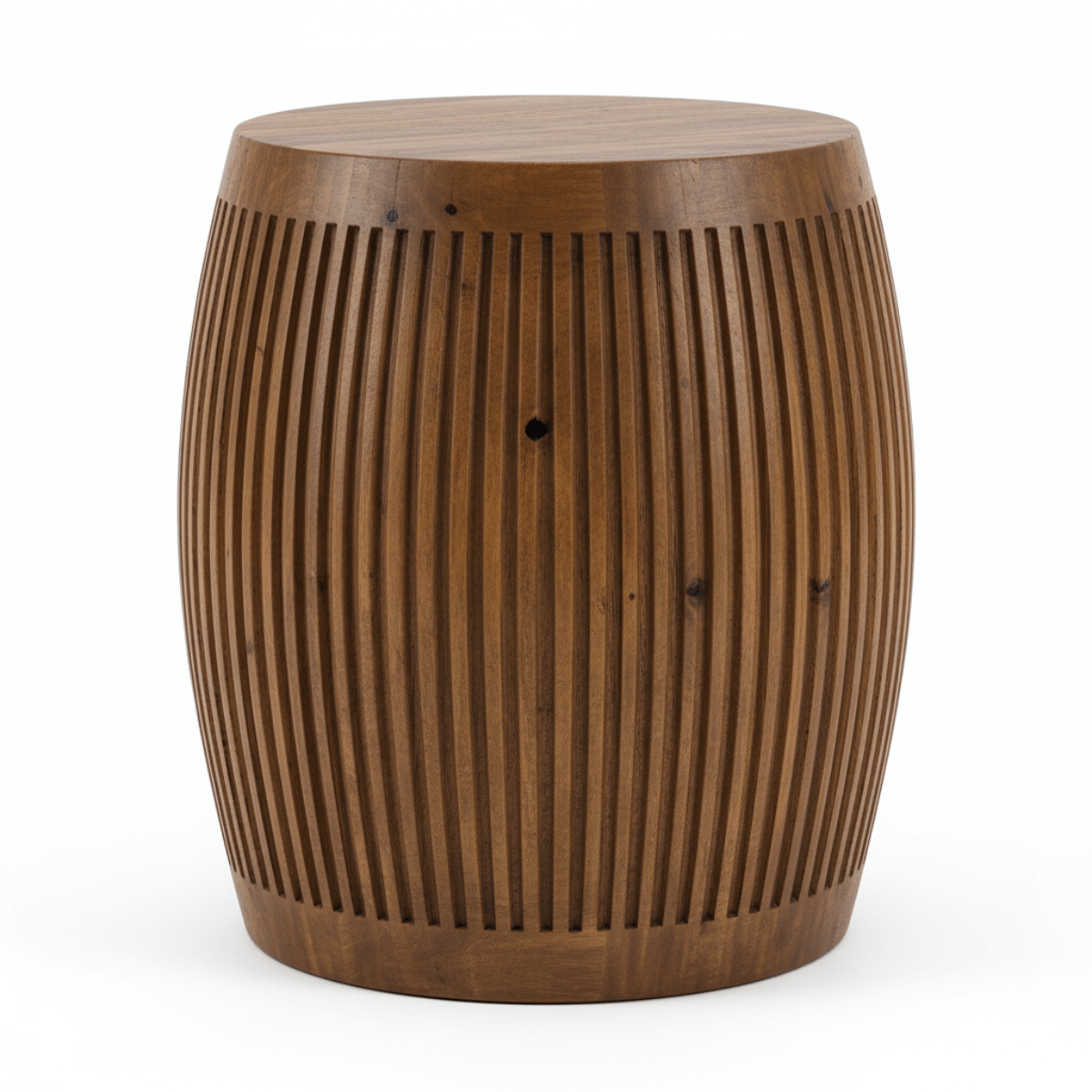 Elaren Contemporary Barrel-Shaped Solid Wood Stool