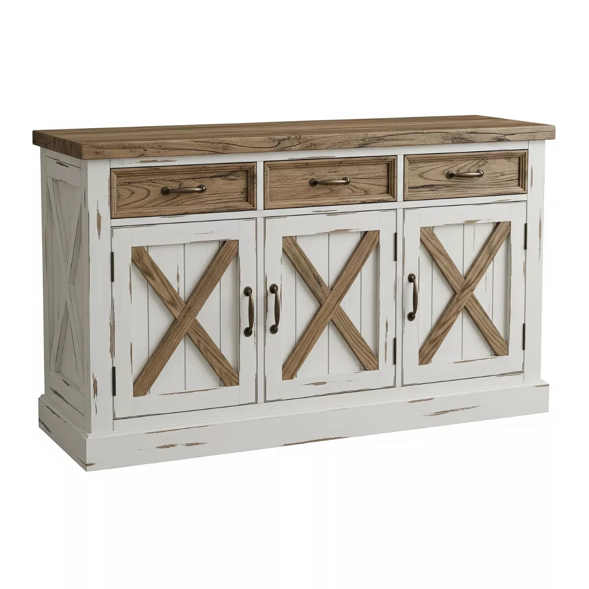 Fenava Farmhouse Style Solid Wood Dual Tone Sideboard