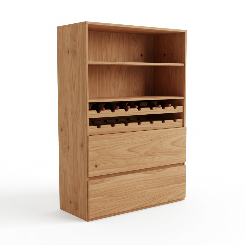 Isola Contemporary Bar Cabinet with Open Shelving for Display