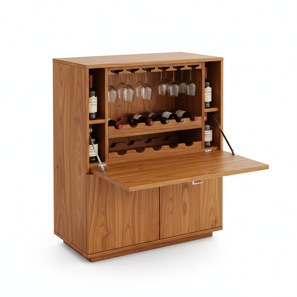 Kasra Wooden Modern-contemporary Drop-Front Bar Cabinet