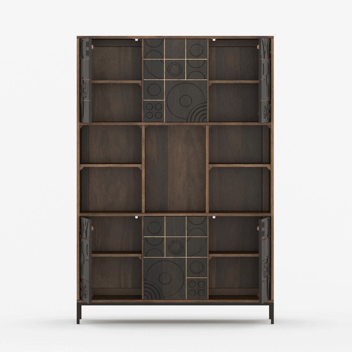 Novaire Geometric Inlay Door Storage Cabinet - Large
