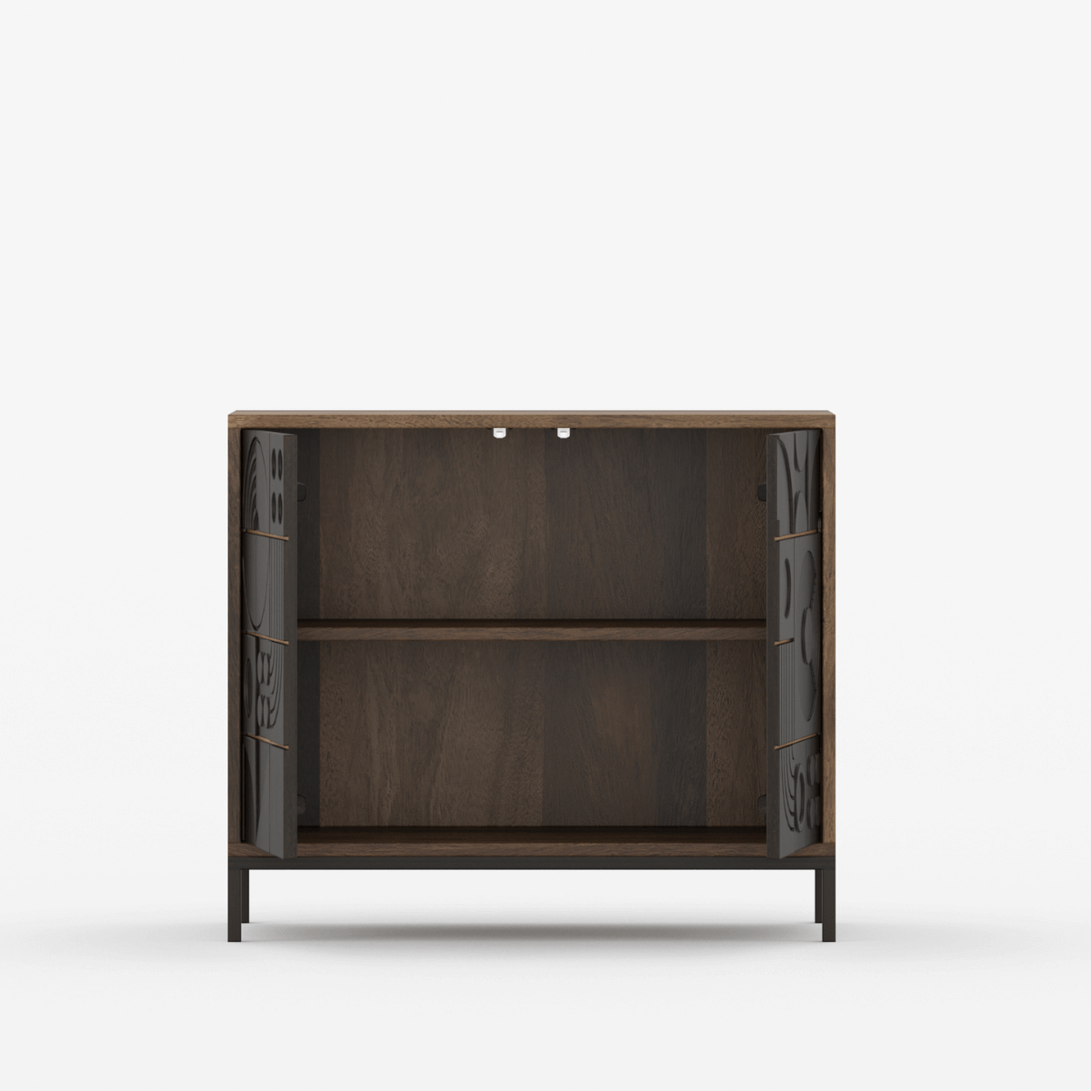 Novaire Solid Wood Geometric Inlay Small Sideboard