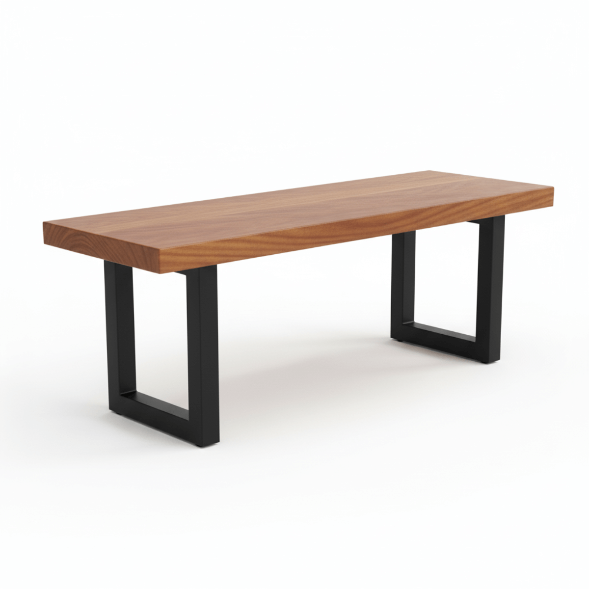 Thalora Wooden Industrial Style Thich Rectangular Bench with Metal Legs