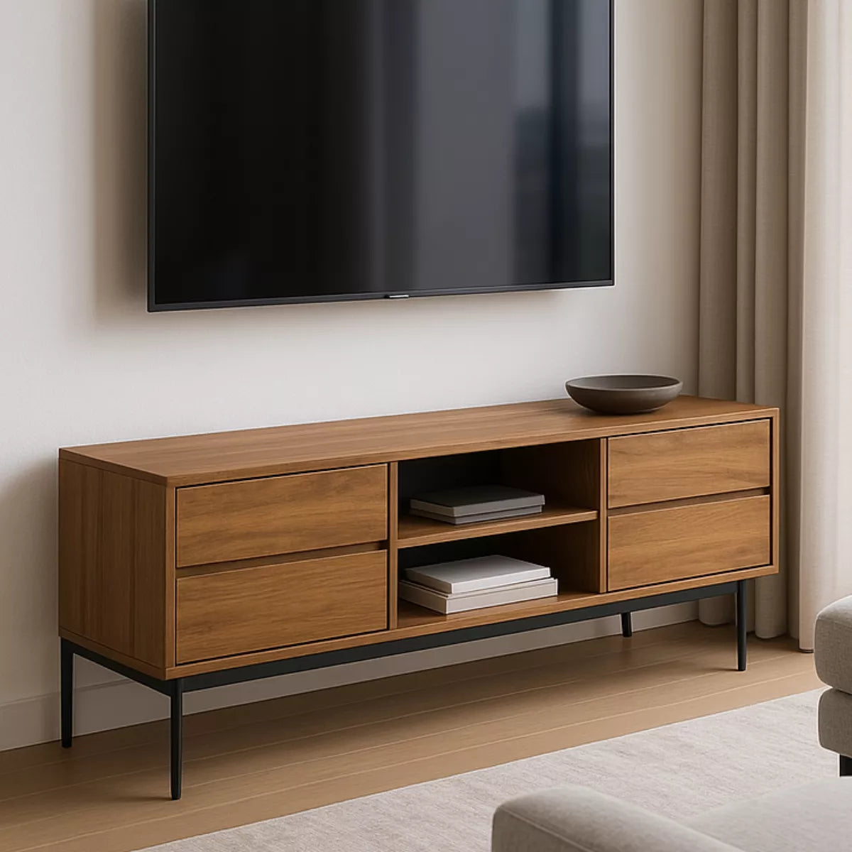 Vireloth Rustic Solid Wood TV Unit