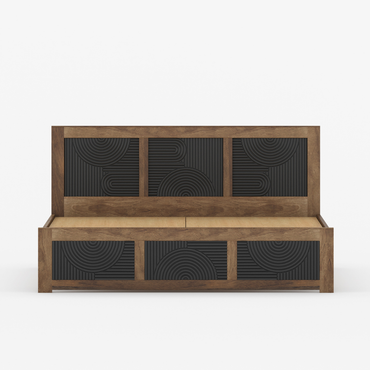 Renova Geometric Solid Wood Bed with Headboard