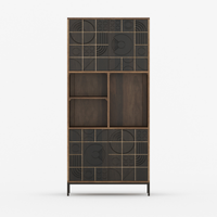 Novaire Geometric Inlay Door Storage Cabinet - Medium