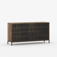 Novaire Solid Wood Geometric Inlay Sideboard