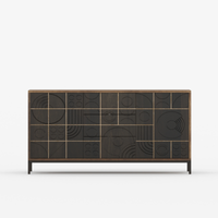 Novaire Solid Wood Geometric Inlay Sideboard