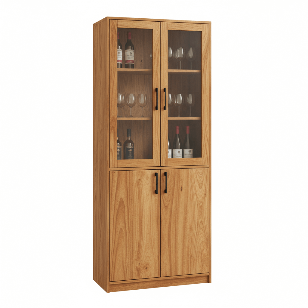 Ardelle Modern Solid Wood Tall Bar Cabinet