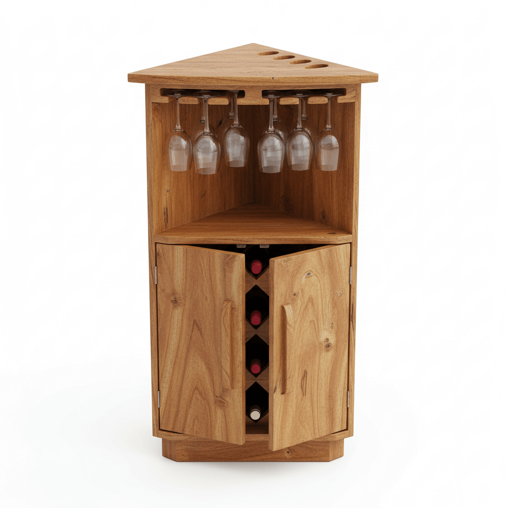 Belantra Modern Corner Bar Cabinet with Smart Storage Option