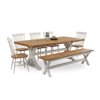 Braverton Farmhouse Dining Table Set with Chairs & Bench