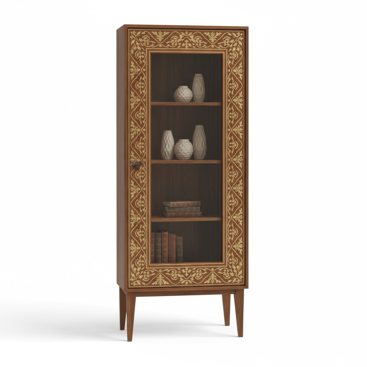 Caelen Mid-Century Modern Tall Decorative Display Cabinet
