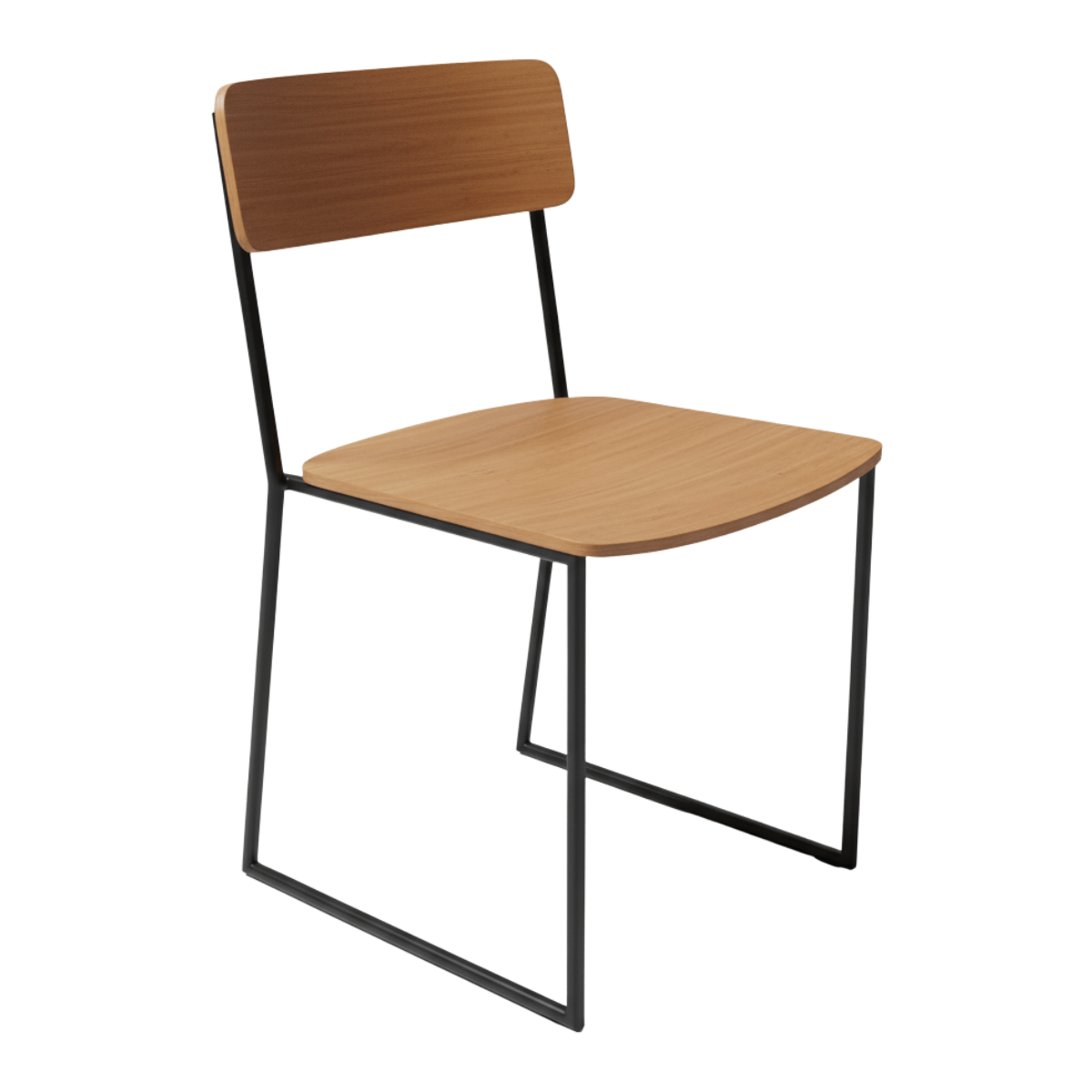 Corvyn Modern Minimalist Wooden Dining Chair with Metal Frame