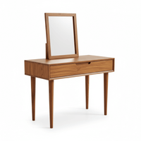 Drevik Mid-Century Modern Wooden Dressing Table with Mirror