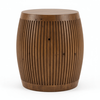 Elaren Contemporary Barrel-Shaped Solid Wood Stool