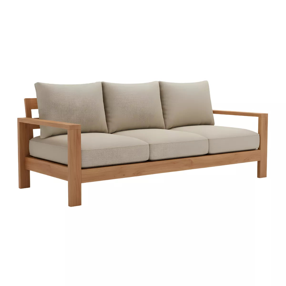 Elowen Solid Wood Frame 3 Seater Sofa with Cushions
