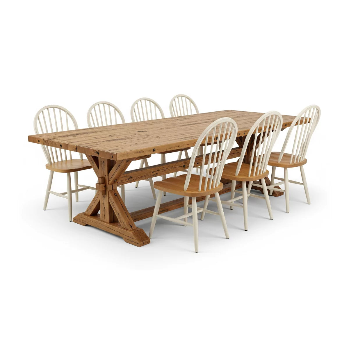 Elvoria Farmhouse Solid Wood Dining Table Set