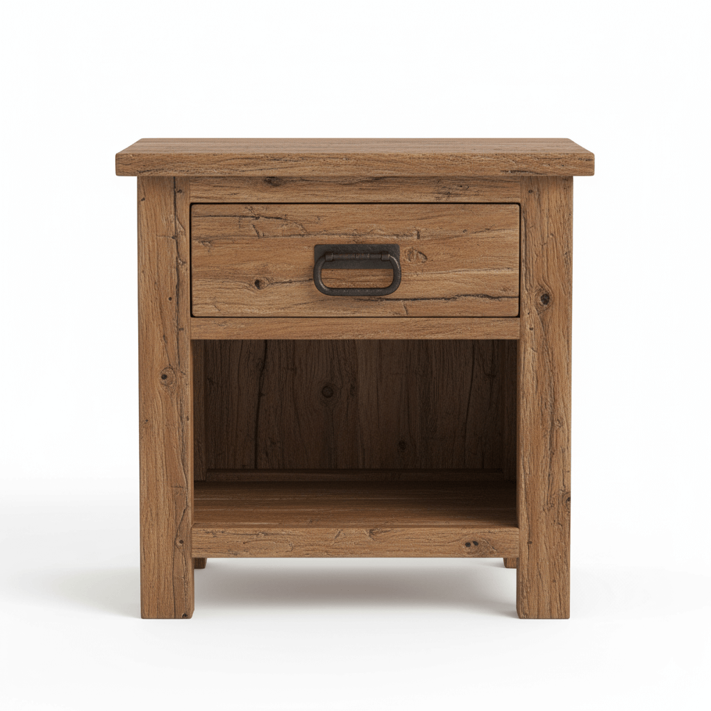 Havrel Solid Rustic Wood Industrial Style Side Table