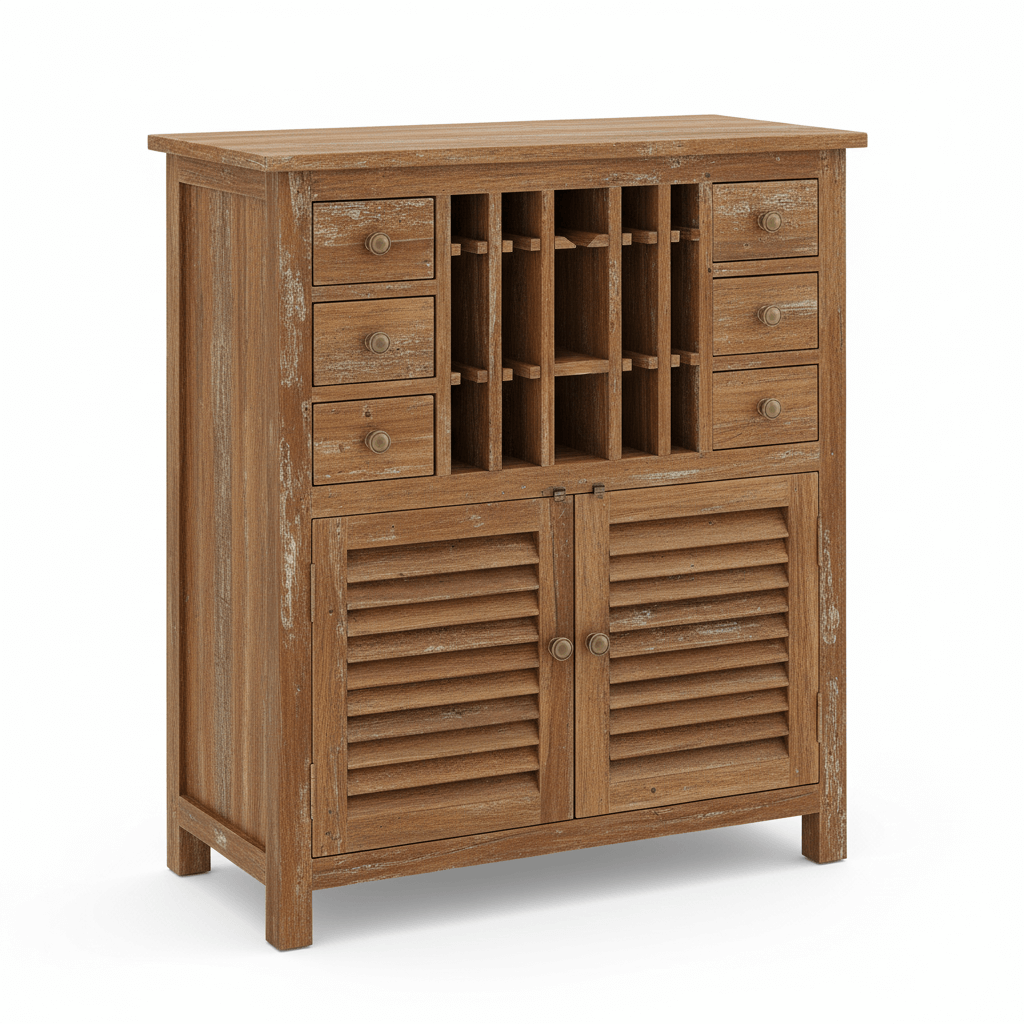 Lioren Solid Wood Colonial-Inspired Compact Bar Cabinet