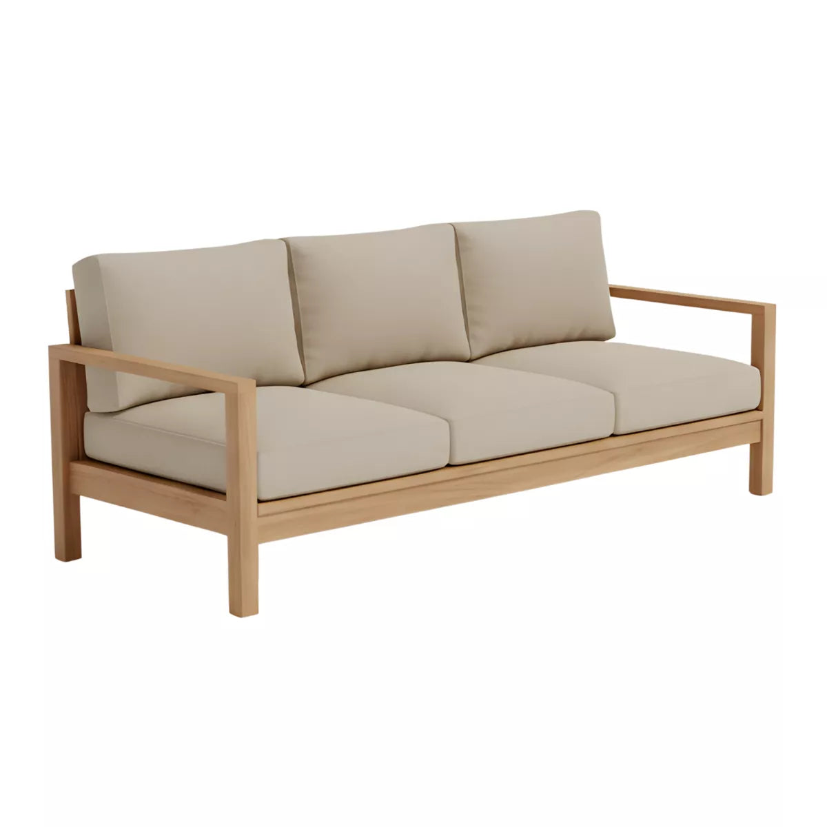 Lurova Modern 3 Seater Wooden Frame Sofa with Cushions