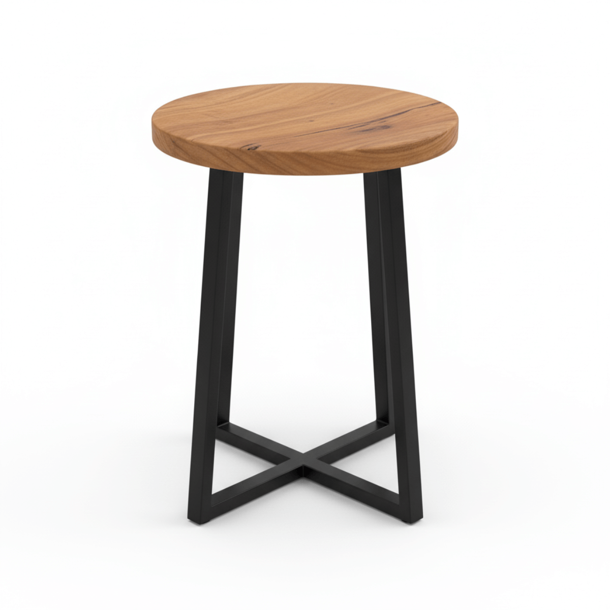 Mavric Modern Wooden Round Top Stool with Metal Base