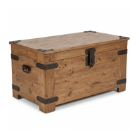 Mirora Solid Rustic Wood Industrial Storage Trunk Box