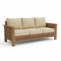 Nivara Luxury 3 Seater Sofa with Hand-Carved Detailing