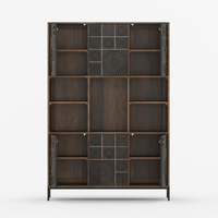 Novaire Geometric Inlay Door Storage Cabinet - Large