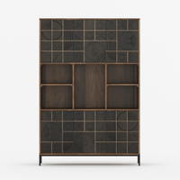Novaire Geometric Inlay Door Storage Cabinet - Large
