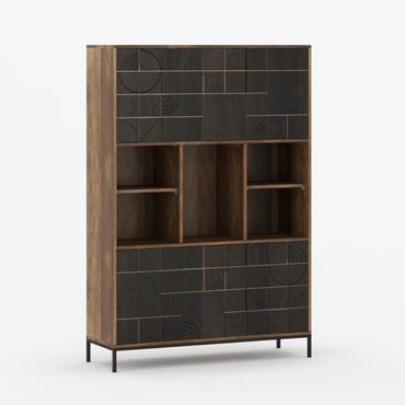 Novaire Geometric Inlay Door Storage Cabinet - Large
