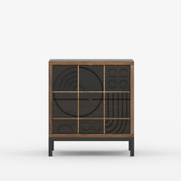 Novaire Solid Wood Geometric Inlay 2 Drawer Bedside Table