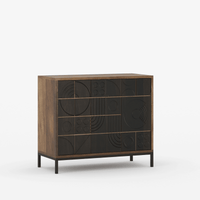 Novaire Solid Wood Geometric Inlay Small Sideboard