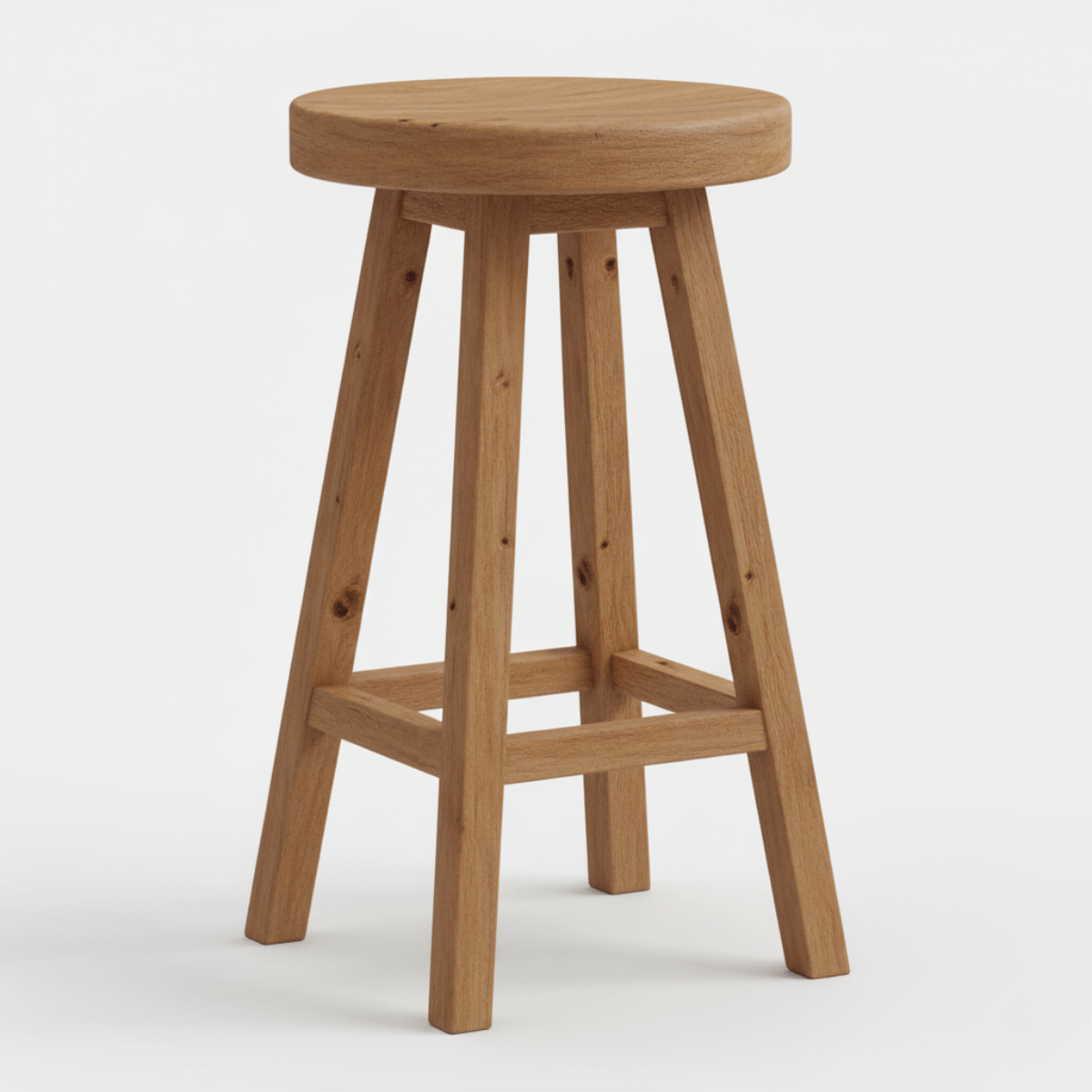 Novelle Solid Rustic Wood Backless Bar Counter Stool