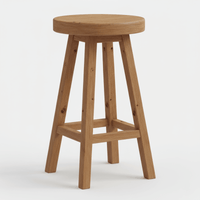 Novelle Solid Rustic Wood Backless Bar Counter Stool