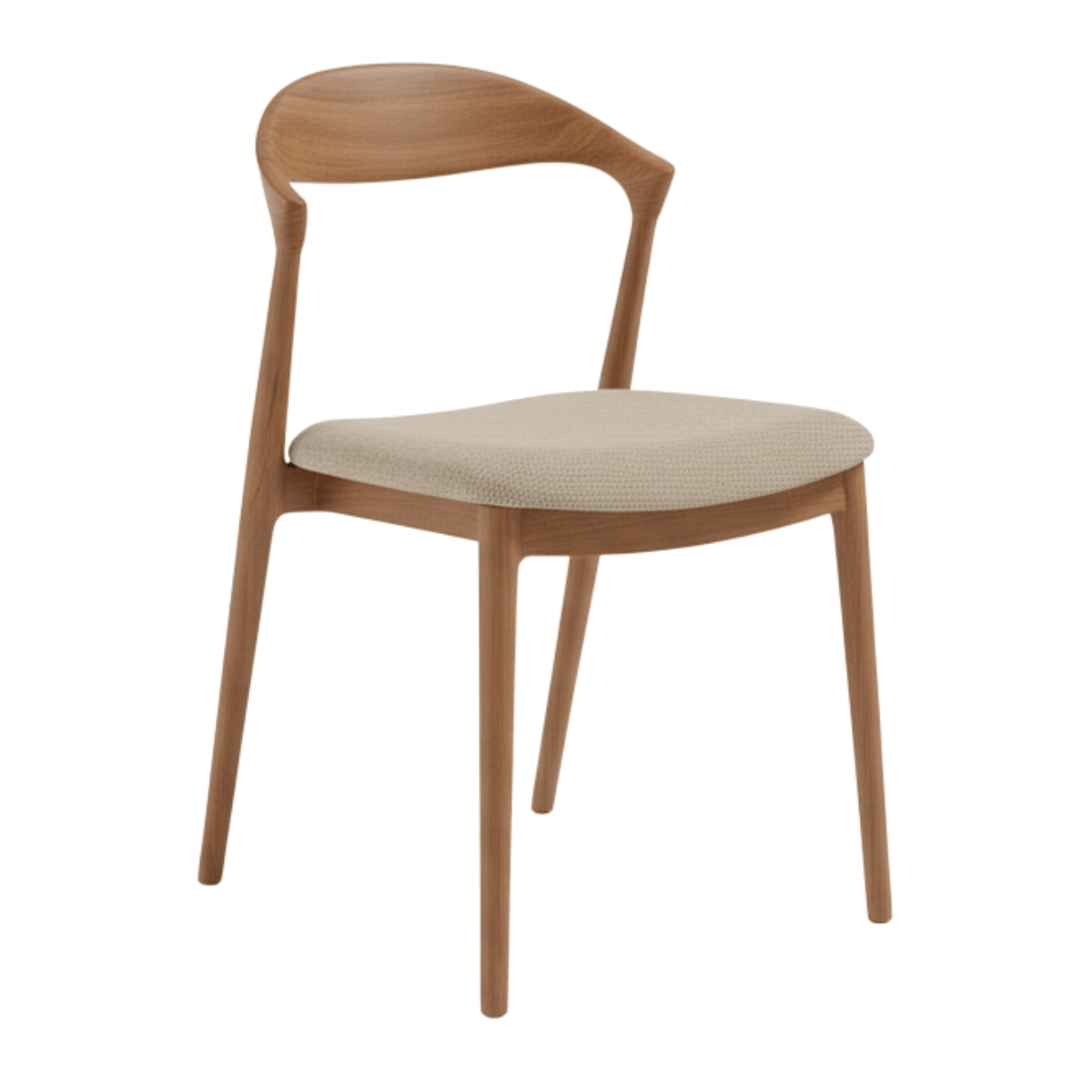 Nuvira Scandinavian Solid Wood Curved Back Dining Chair