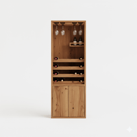 Raviel Modern Solid Wood Tall Bar Cabinet