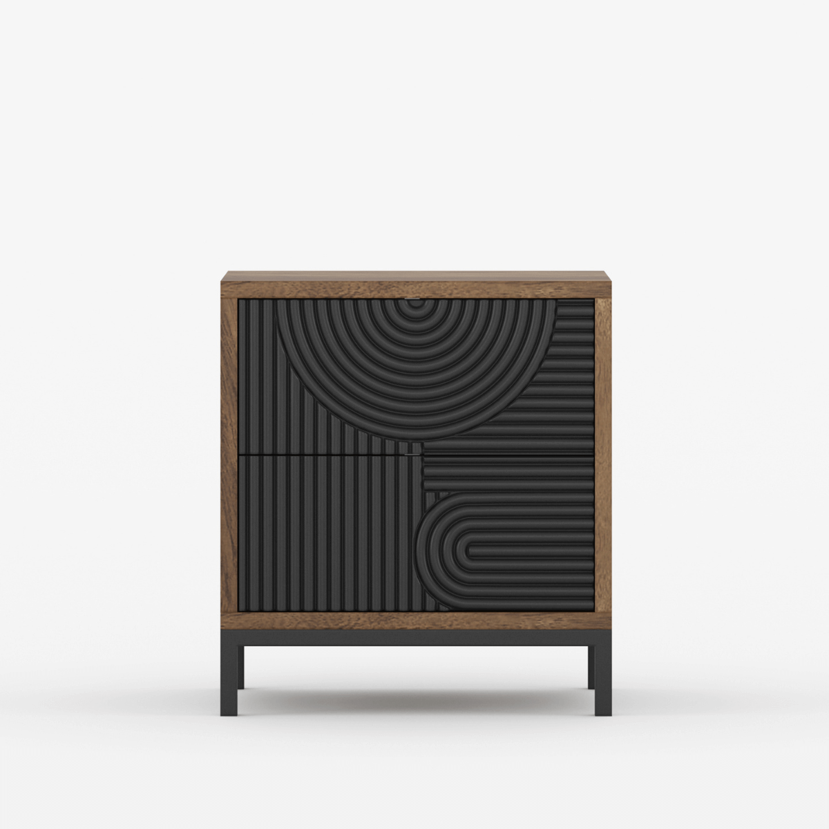 Renova Geometric Solid Wood 2 Drawer Bedside