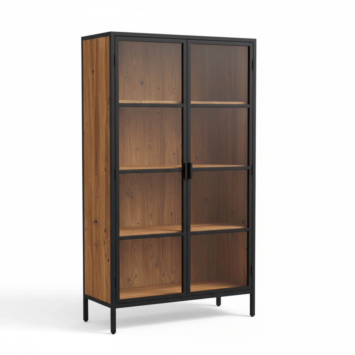 Serona Modern Solid Wood Double-Door Display Cabinet