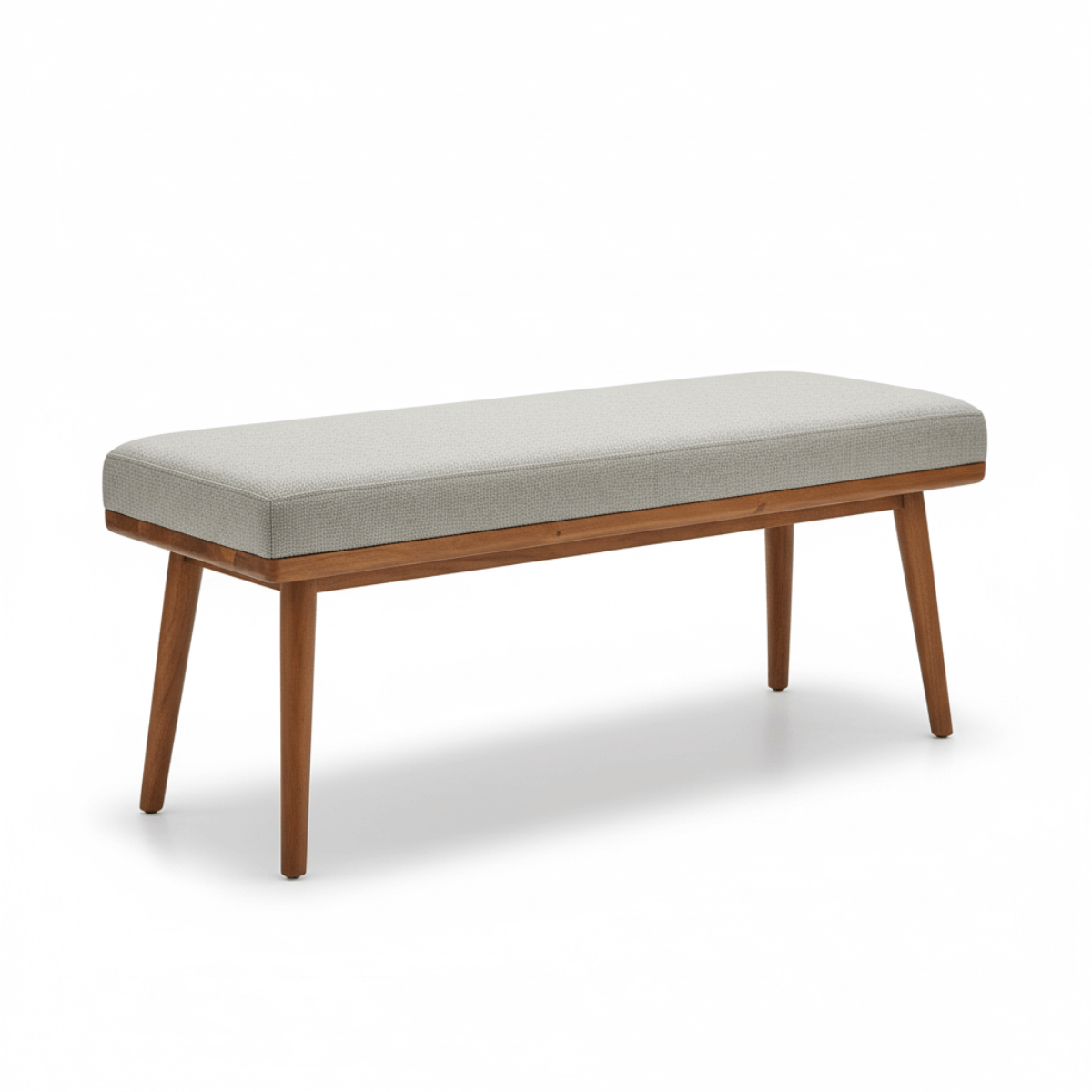 Solvane Wooden Tapered Legs Padded Seat Rectangular Bench