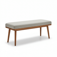 Solvane Wooden Tapered Legs Padded Seat Rectangular Bench