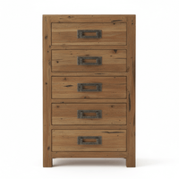 Talric Solid Rustic Wood Industrial Tall Chest of Drawer