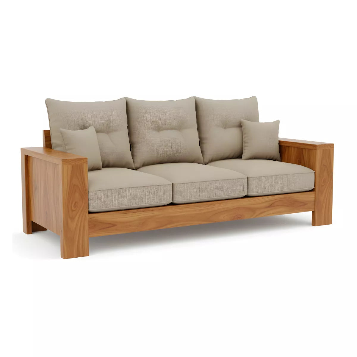 Thalen Modern Solid Wood 3 Seater Sofa