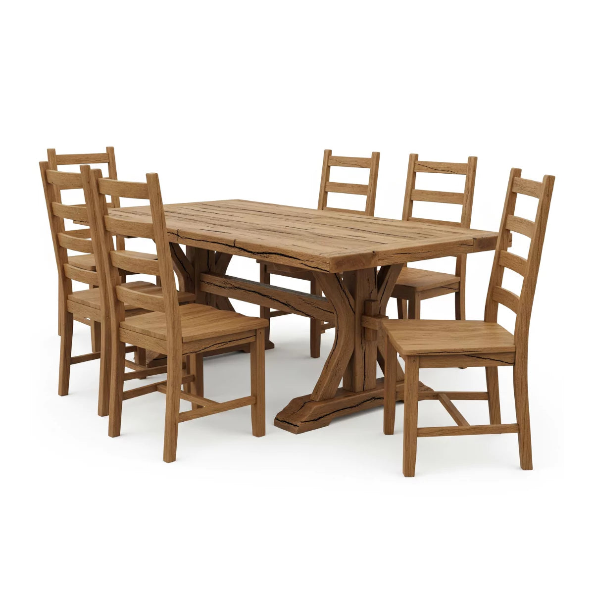 Trevolin Rustic Solid Wood Dining Table Set