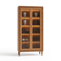 Trivex Hand-Carved Floral Patterns Glass Door Display Cabinet