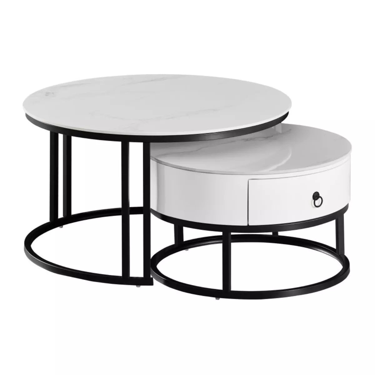 Virellan Modern Solid Wood Round Coffee Table Set